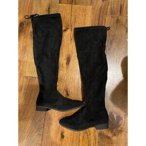 Time and Tru Black Size 7.5 Faux Suede Over Knee Boots Casual Dressy Sexy